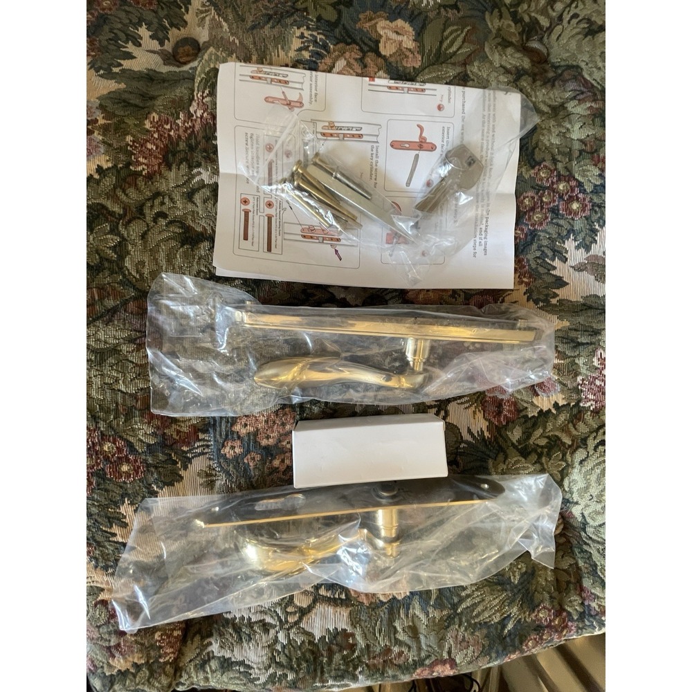 MaxxGeek Storm Door Handle Set for Pella Polished Gold Lever 1171CVRHUS3NL